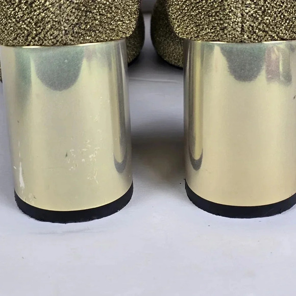 Free People Women's Spectrum Sparkle Sock Boot in Gold Block Heel Size 37/ 6.5 - Picture 7 of 13